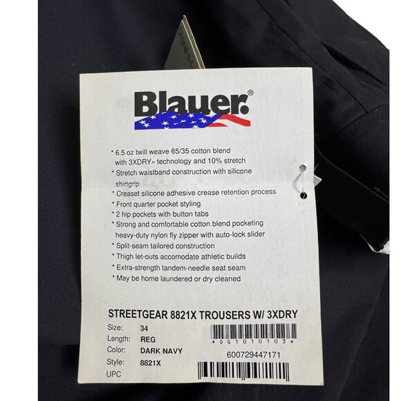 BLAUER NWT Stretch Gear Pleated Business Casual Navy Blue Work Pants Mens 34x28 - Picture 3 of 9